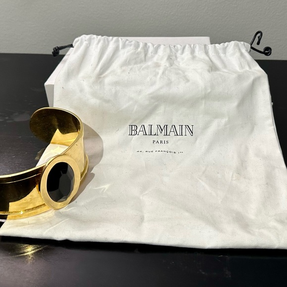Balmain Womens Gold Choker with Onyx Stone Open Cuff Bangle Bracelet OS - Picture 5 of 6